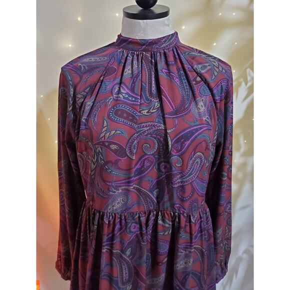 Jack by BB Dakota Triston Paisley High Neck Mini Dress Womens Size S Flowy Boho - Picture 9 of 16
